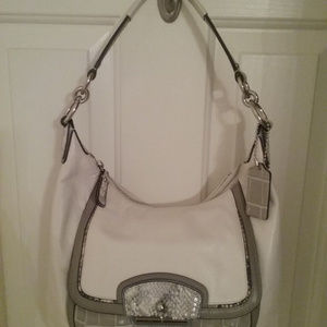 Coach "Kristin" white/gray/snake hobo purse